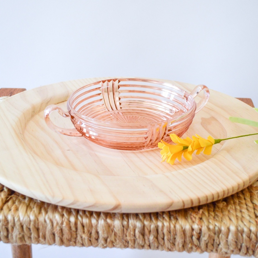 Vintage Pink Glass Candy Dish